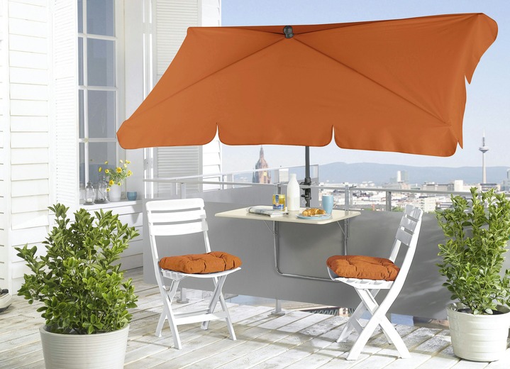 Sichtschutz und Sonnenschutz - Höhenverstellbarer Balkonschirm mit Knickmechanismus, in Farbe TERRA Ansicht 1