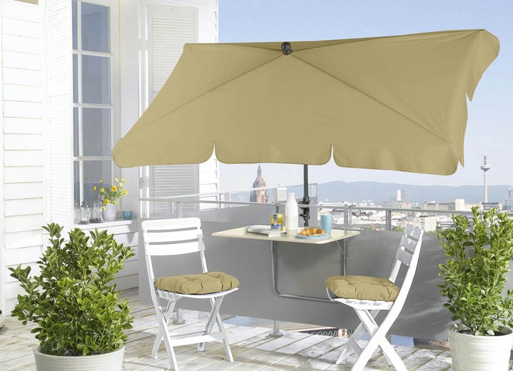 Sichtschutz und Sonnenschutz - Höhenverstellbarer Balkonschirm mit Knickmechanismus, in Farbe SAND Ansicht 1