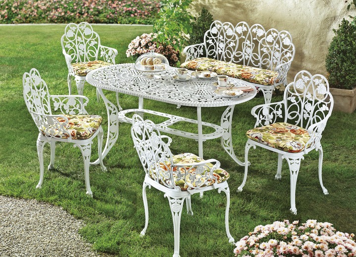 Gartenmöbel - Gartenmöbel Dornröschen aus solidem Aluminiumguss, in Farbe WEISS, in Ausführung Tisch oval Ansicht 1