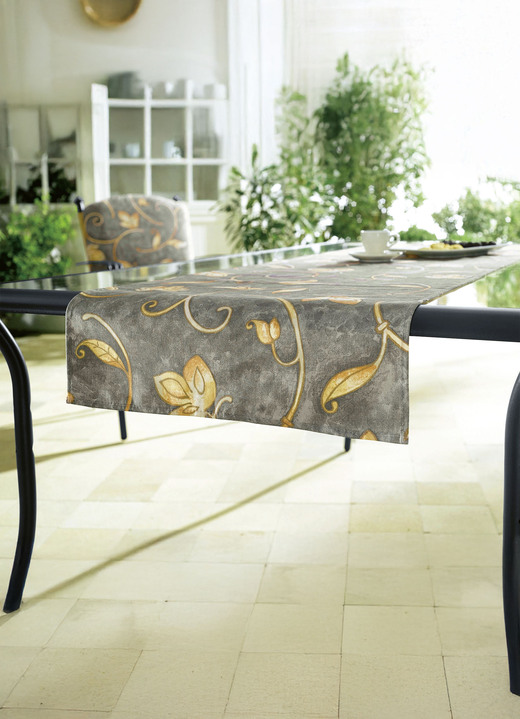 Gartentischdecken - Dicht gewebte Tischwäsche Made in Germany, in Farbe VALETTA, in Ausführung Tischläufer, L160xB50 cm Ansicht 1