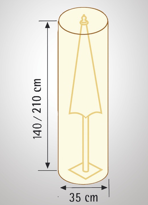 Gartenzubehör - Reissfeste, witterungsbeständige und atmungsaktive Schutzhüllen, in Farbe BEIGE UNI, in Ausführung für Schirm, Höhe 210 cm Ansicht 1