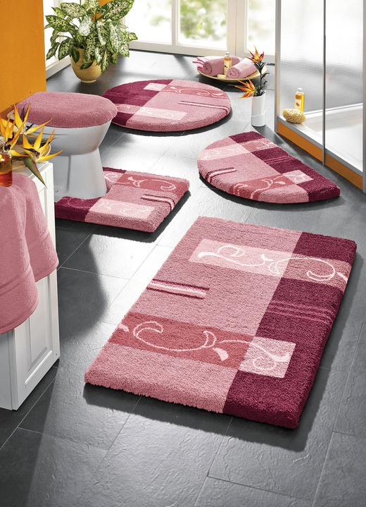 Badgarnituren - «GRUND» Badgarnitur in verschiedenen Farben, in Größe 100 (Vorleger halbrund, 50/ 80 cm) bis 112 (Deckelbezug mit Kordel, 47/ 50 cm), in Farbe ROSÉ Ansicht 1