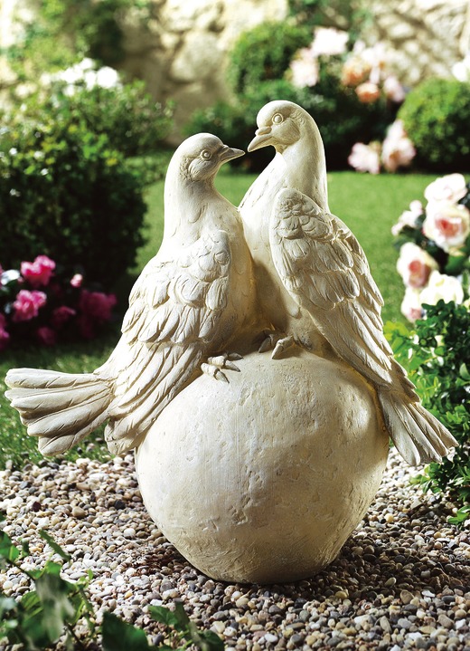 Gartendekoration - Figur Tauben, in Farbe ANTIKWEISS