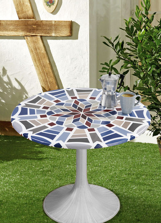 Spann-Tischdecke mit Mosaik-Dessin