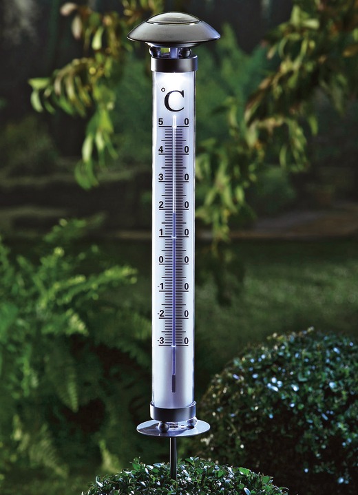 Gartenzubehör - Beleuchtetes Thermometer, in Farbe SILBER Ansicht 1