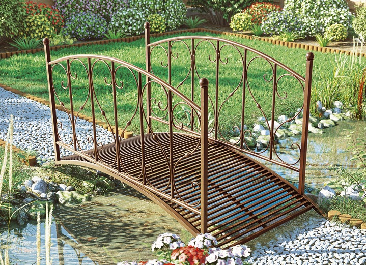 Gartendekoration - Gartenbrücke in 2 Grössen, in Farbe ROSTFARBEN, in Ausführung Gartenbrücke, groß Ansicht 1