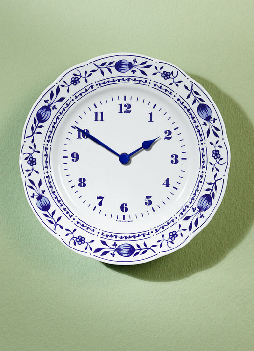 Uhren - Keramik-Wanduhr mit klassischem Zwiebelmuster, in Farbe