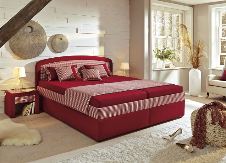 Betten - Polsterbett mit geräumigem Bettkasten, in Farbe BORDEAUX, in Ausführung Ausführung 2 Ansicht 1