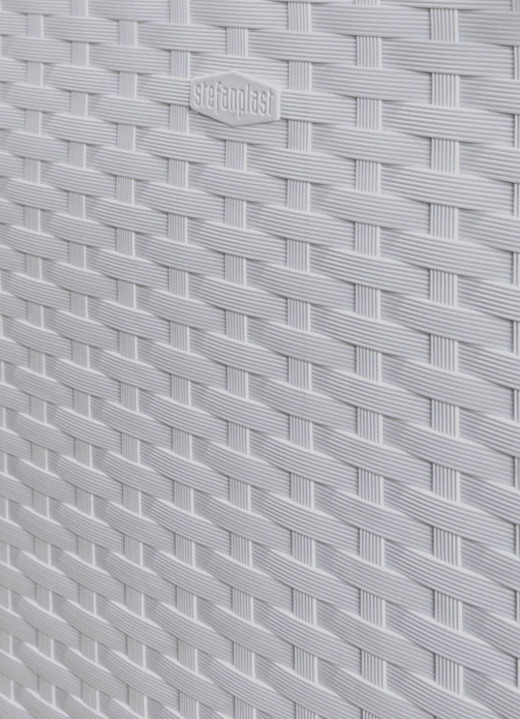 Blumentöpfe und Pflanzgefässe - Pflanzkasten in moderner Rattan-Optik, in Farbe STEINGRAU, in Ausführung Pflanzkasten, klein, mit Spalierwand Ansicht 1