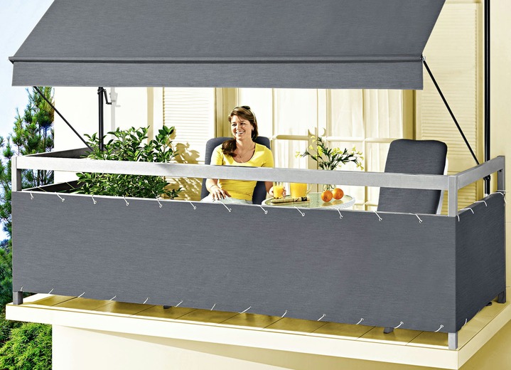 Sichtschutz und Sonnenschutz - Balkonbespannung Style, in Größe 075 (Höhe 75 cm) bis 090 (Höhe 90 cm), in Farbe ANTHRAZIT Ansicht 1