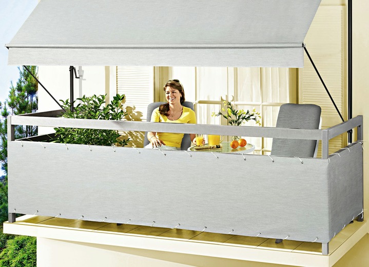 Sichtschutz und Sonnenschutz - Balkonbespannung Style, in Größe 075 (Höhe 75 cm) bis 090 (Höhe 90 cm), in Farbe GRANIT Ansicht 1