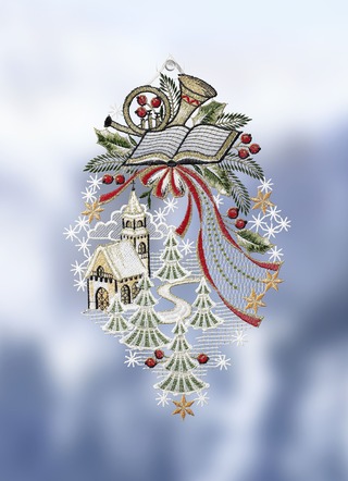 Fensterbild Winterdorf