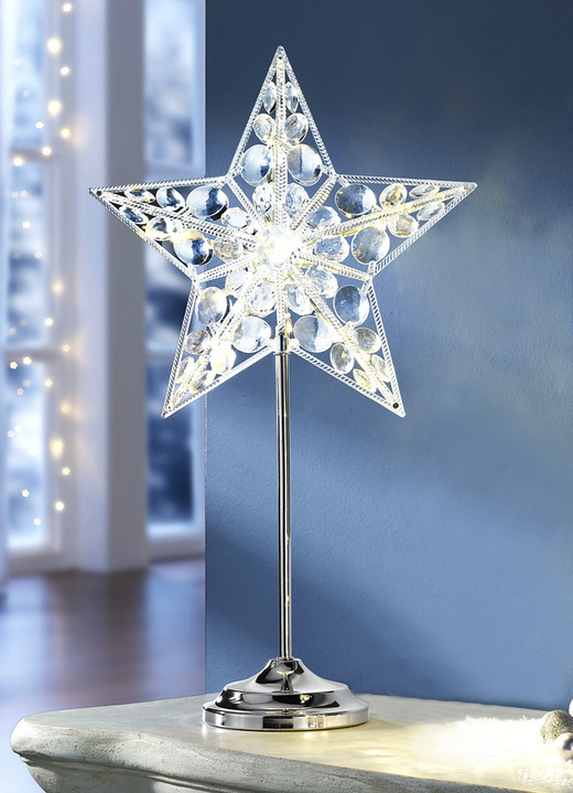 Weihnachtliche Dekorationen - LED-Sternlampe mit Ständer aus Metall, in Farbe TRANSPARENT