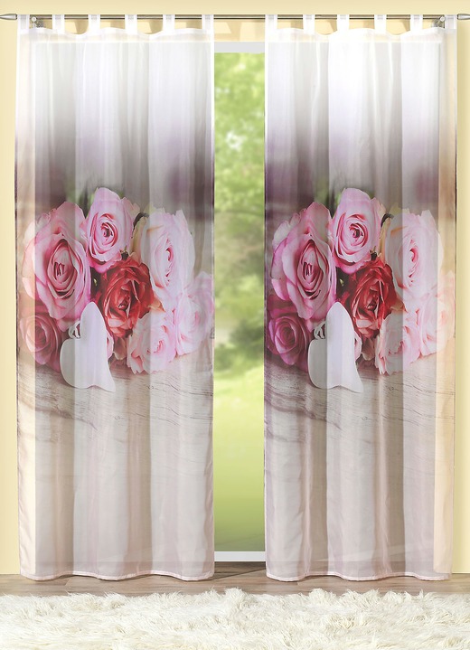 - Übervorhang «Rosenherz» in verschiedenen Ausführungen, in Größe 365 (H145xB120 cm) bis 572 (H245xB120 cm), in Farbe , in Ausführung mit Schlaufen