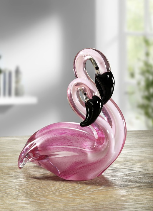 - Flamingo-Pärchen aus mundgeblasenem Glas, in Farbe ROSA