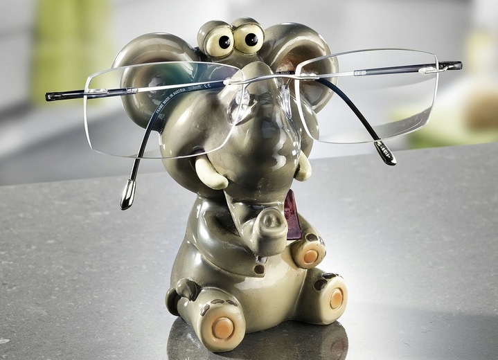 Sonstiges - Brillenhalter aus Steinharz, in Farbe GRAU, in Ausführung Brillenhalter Elefant