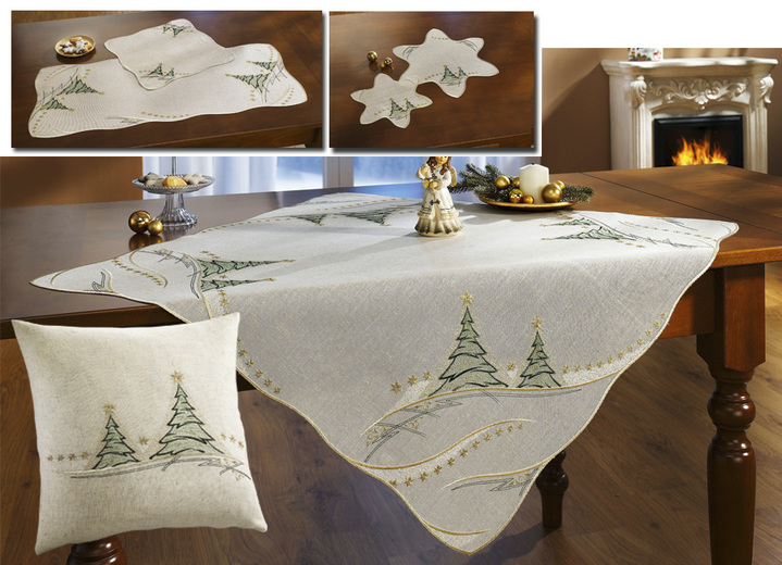 Kissenbezüge - Weihnachtliche Tisch- und Raumdekoration, in Größe 110 (Deckchen, 26x 26 cm) bis 160 (Läufer, 40x 90 cm), in Farbe CREME Ansicht 1