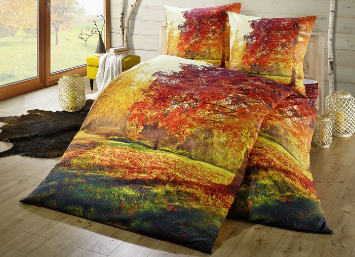 - «MESANA» Bettwäsche-Garnitur mit Herbstlandschaft, in Farbe ORANGE
