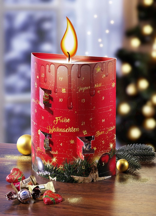 - Süsser Adventskalender 3D-Kerze, in Farbe ROT