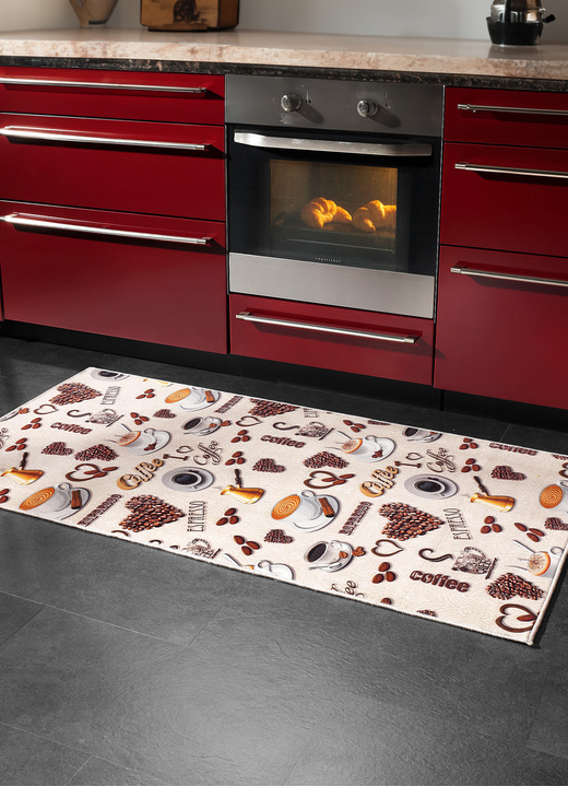 Heimtextilien - Küchenläufer und -teppiche mit Kaffeespezialitäten, in Größe 102 (Läufer, 60x115 cm) bis 185 (Teppich, 140x200 cm), in Farbe BEIGE Ansicht 1