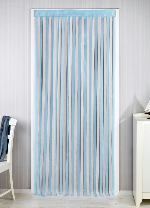 - Türvorhang für Balkon- oder Terrassentür, in Farbe TÜRKIS-BEIGE Ansicht 1