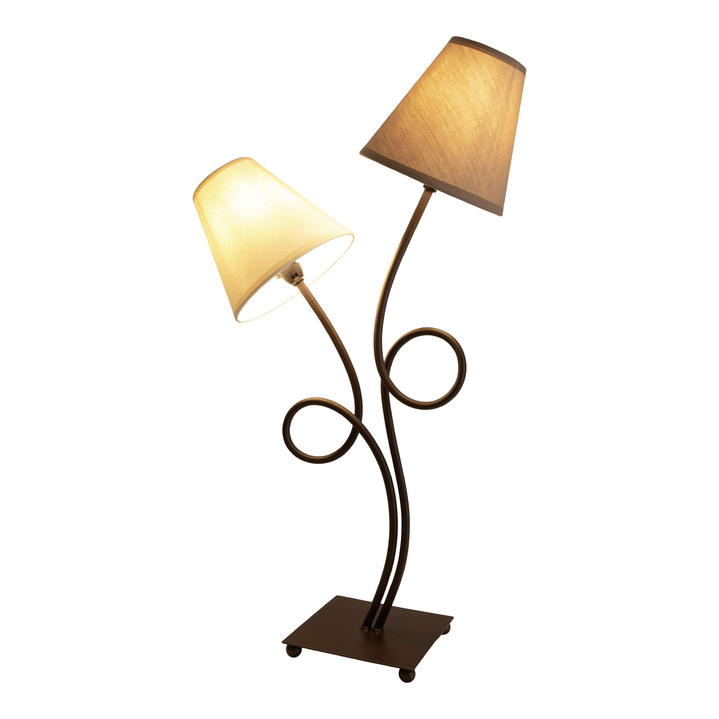 Lampen & Leuchten - Elegant geschwungene Tischlampe aus Metall, in Farbe BRAUN-BEIGE Ansicht 1