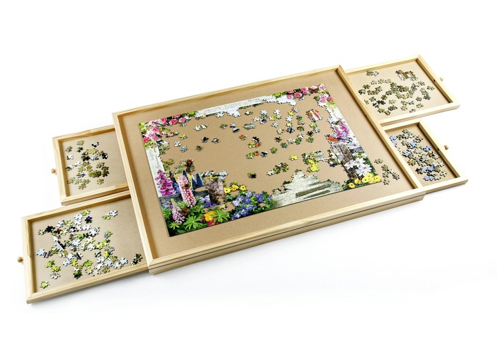 - Grosser LED Puzzletisch: Endlich Platz und Ordnung für Puzzles, in Farbe BRAUN Ansicht 1