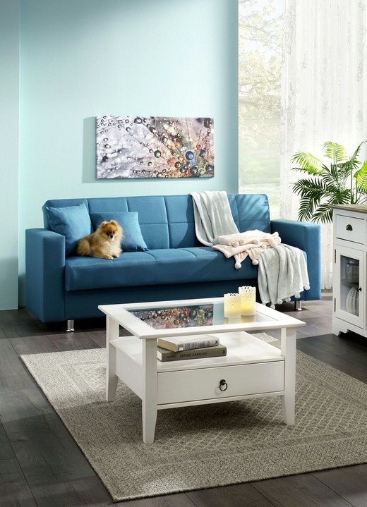 Bettsofas - Klick-Klack-Sofa mit Dekokissen, in Farbe BLAU Ansicht 1
