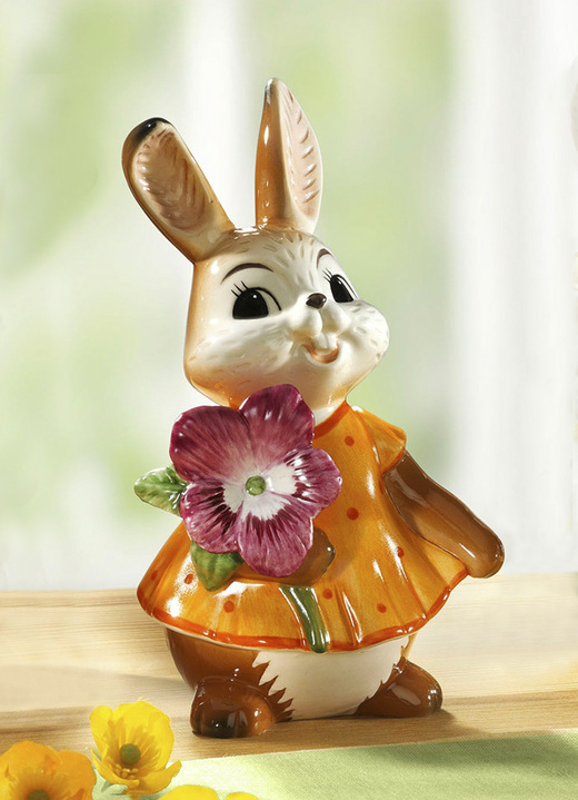 - Goebel-Hasen mit Blume aus Feinsteingut, in Farbe BRAUN, in Ausführung Hase mit Anemone