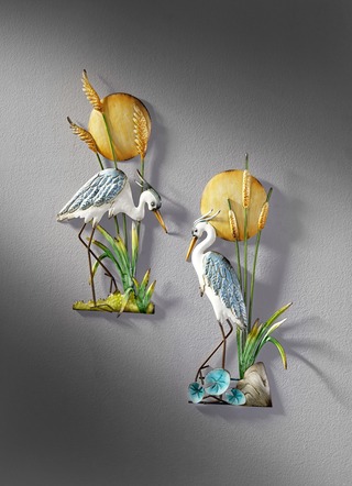 Wanddekoration Fischreiher, von Hand bemalt