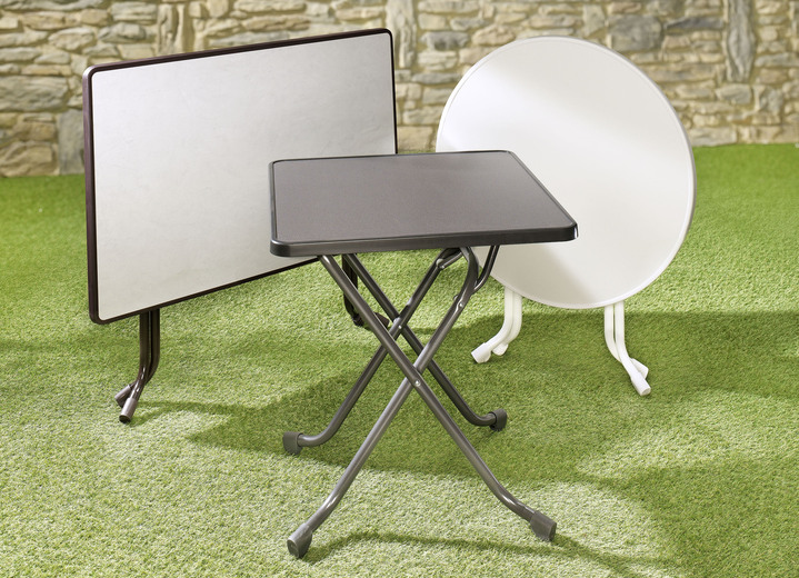 Gartenmöbel - Klapptisch mit Stahlrohrgestell, in Farbe WEISS, in Ausführung Klapptisch quadratisch