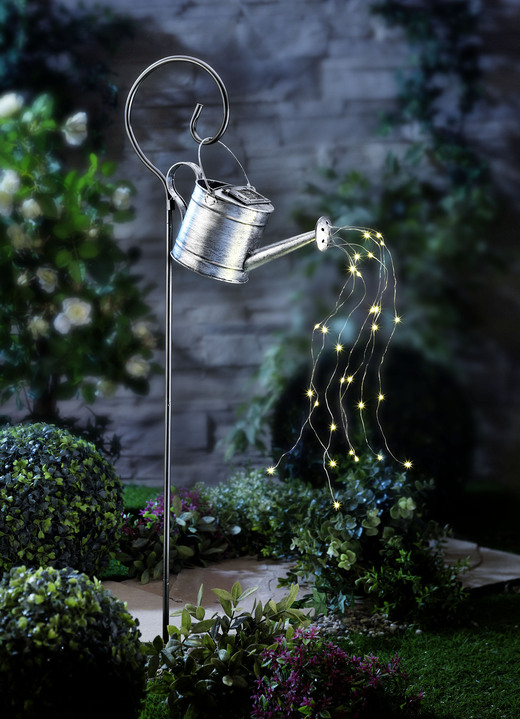 Gartenbeleuchtung - Solarstecker Giesskanne, in Farbe SILBER