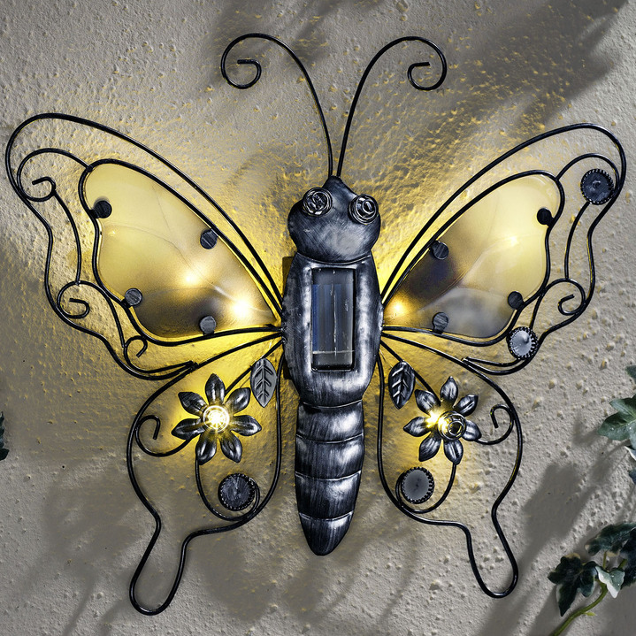 Solar-Wanddeko Schmetterling aus Metall und Kunststoff ... Solar-Wanddeko Schmetterling aus Metall und Kunststoff ...