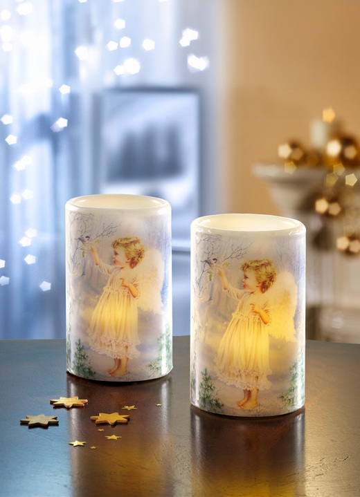 - LED-Echtwachskerzen, 2er-Set, in Farbe WEISS