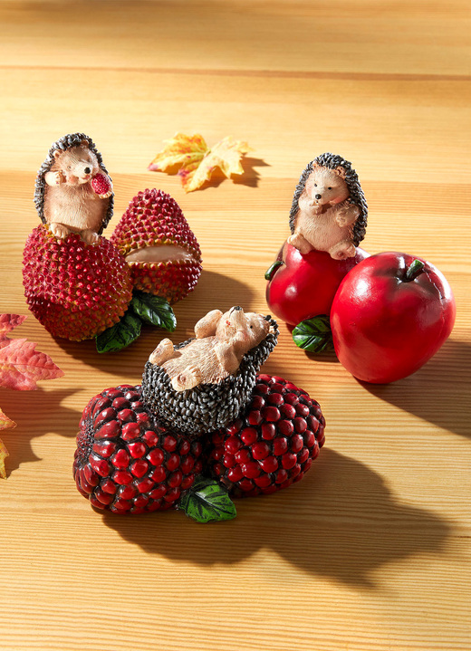 - Handbemalte Igel im 3er-Set, in Farbe ROT