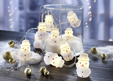 Batteriebetriebene Lichterkette Schneemann