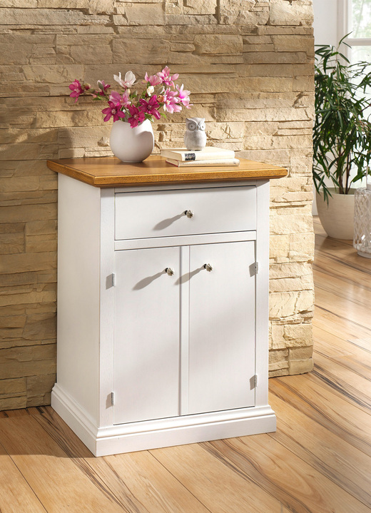 Sideboards & Kommoden - Kommodenserie mit Griffen aus Metall und Keramik, in Farbe WEISS-NATUR, in Ausführung Kommode, 2-türig
