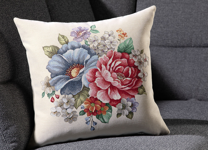 Inspirationen - Kissenbezug mit Blumenstrauss-Motiv, in Farbe MULTICOLOR