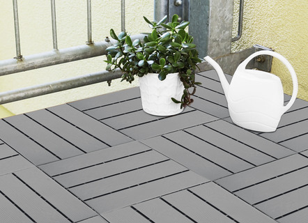 Terrassenplatten, 12er-Set, mit Stecksystem