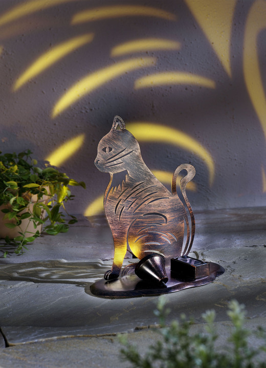 - Solar-Deko Katze aus Eisen, in Farbe SCHWARZ