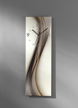 Moderne Wanduhr aus edlem Float Glas