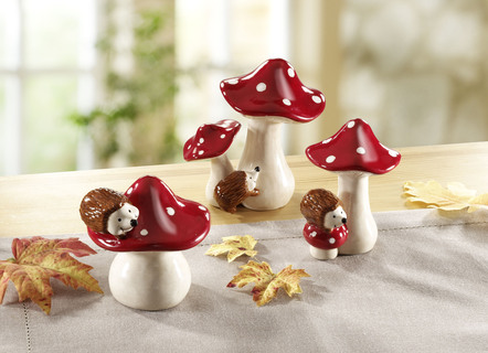 Pilze mit Igel 3er-Set