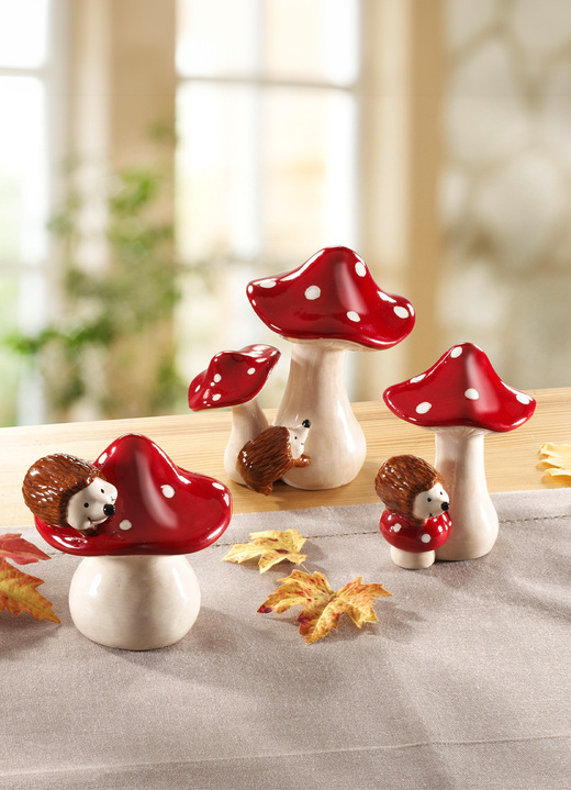 - Pilze mit Igel 3er-Set, in Farbe ROT-WEISS Ansicht 1