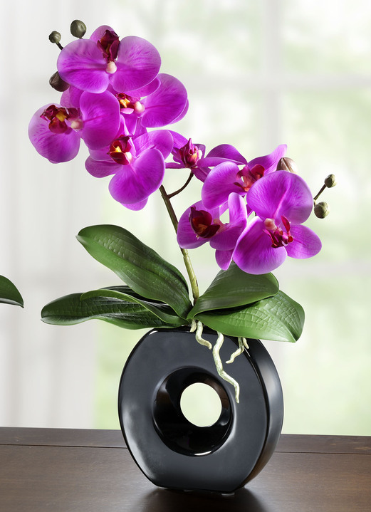 - Orchidee in Vase, in Farbe ROSA, in Ausführung Orchidee rosa mit schwarzer Vase Ansicht 1