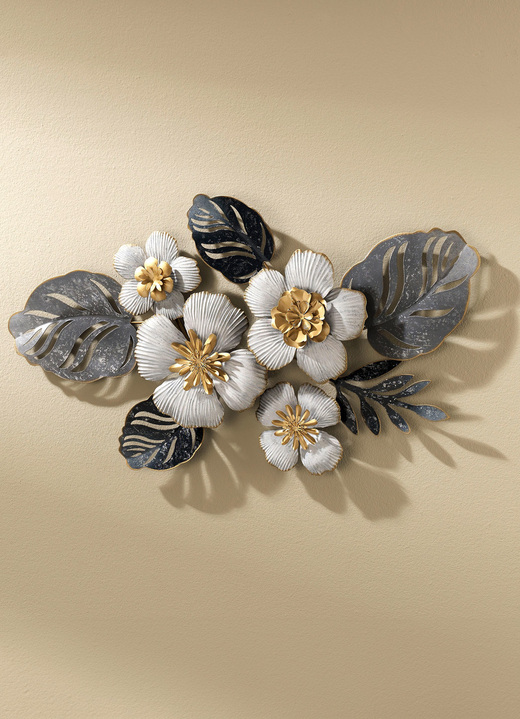 - Wanddekoration aus Eisen, in Farbe WEISS-GOLD
