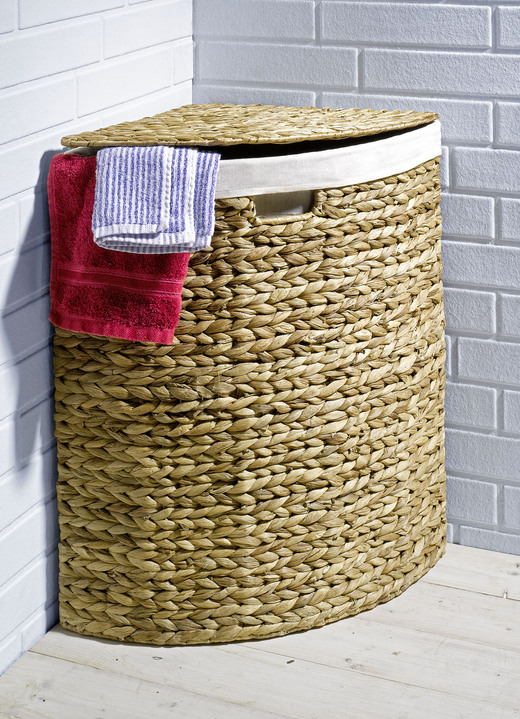 Badezimmermöbel - Wäschekörbe aus Wasserhyazinthe, in Farbe NATUR, in Ausführung Eck-Wäschekorb, klein Ansicht 1