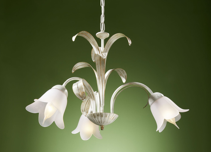 Lampen & Leuchten - Pendelleuchte mit blütenförmigen Lampenschirmen, in Farbe CREME-GOLD, in Ausführung Pendelleuchte, 3-flammig