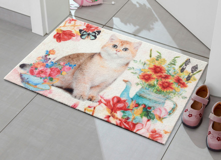 Hochwertige Fußmatte mit Katzen-Motiv