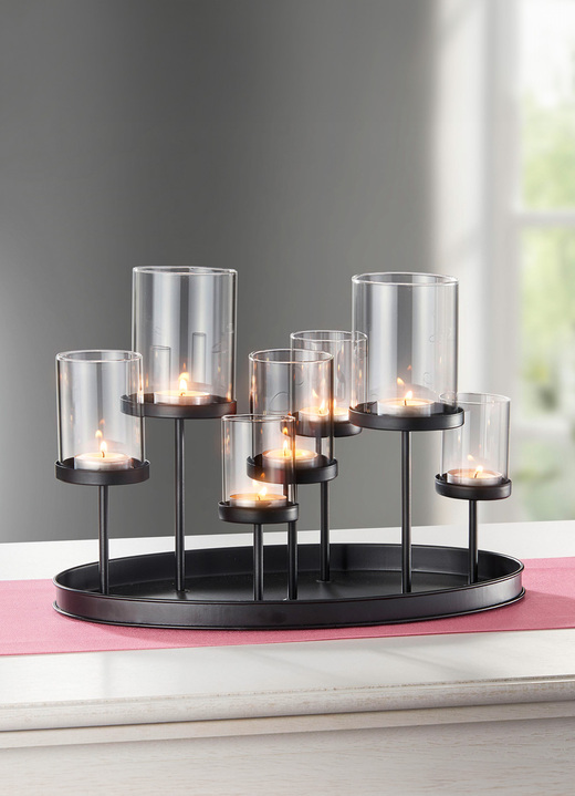Wohnaccessoires - Kerzenhalter aus Metall, in Farbe SCHWARZ