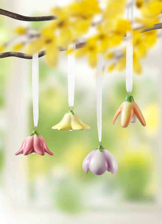 Ostern - Blumenglöckchen aus Keramik, 4er-Set, in Farbe BUNT